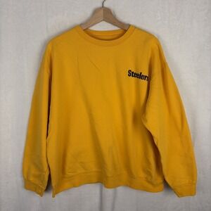 Pittsburgh Steelers NFL Pro Line Hoodie Yellow Spellout Woman's‎ Size XL